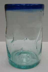 Mexican Blown Glass - Blue Glass with Pinched Sides